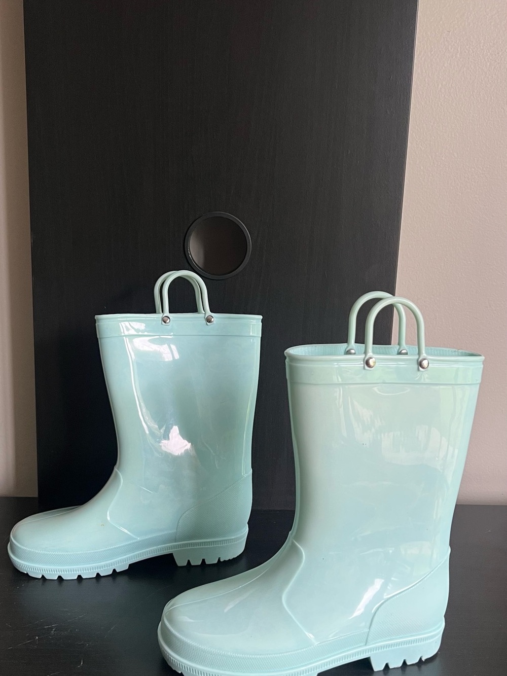 Light Mint Rain Boots with Carry Handles - Home Accents